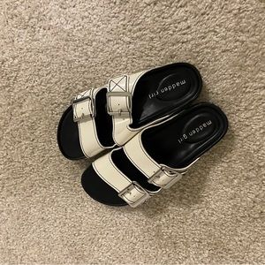 Madden Girl Black and white buckle sandal size 6
